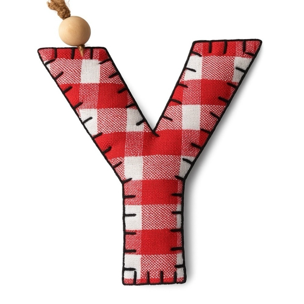 Wondershop™ Plaid Fabric Monogram Y Ornament